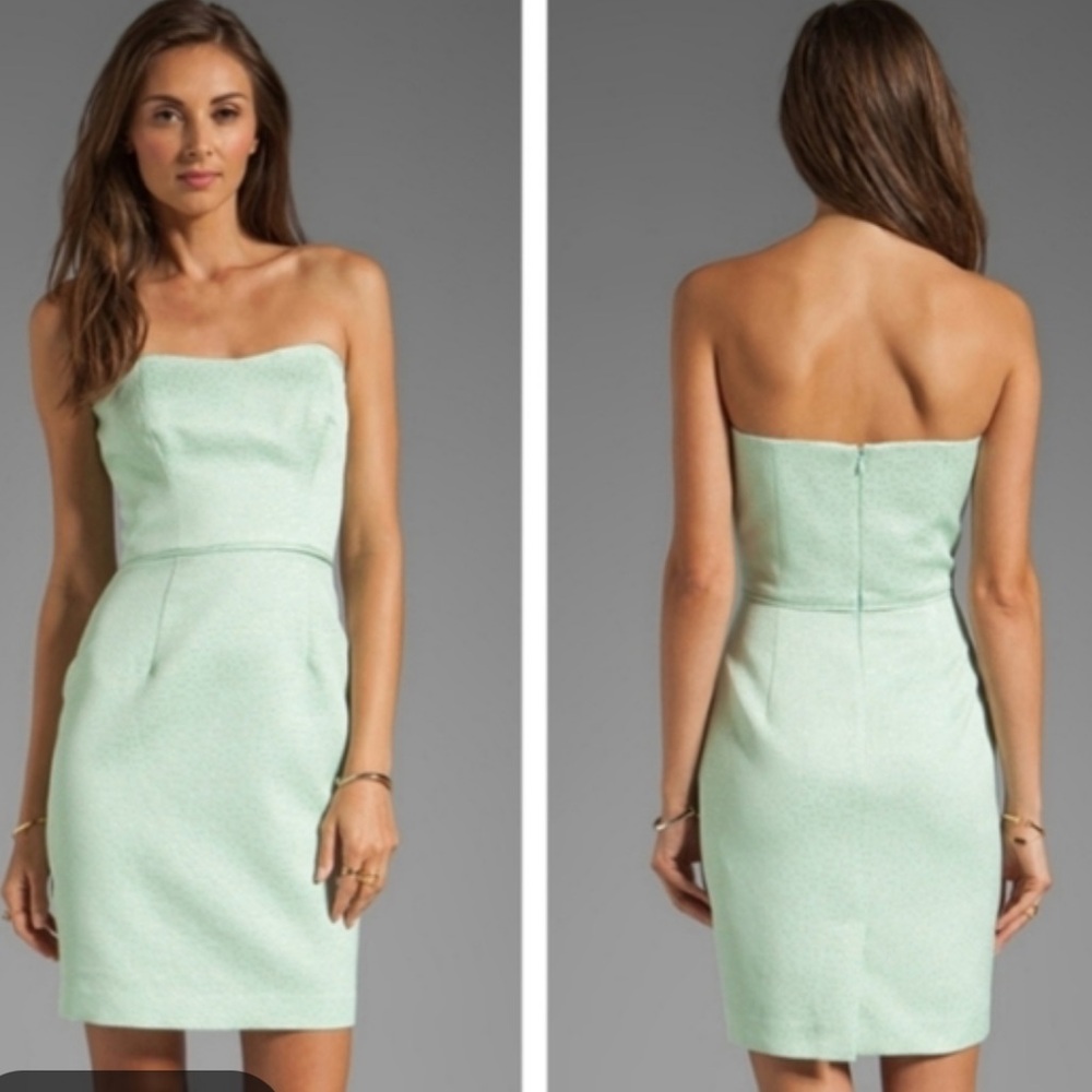 Shoshanna Strapless Mint Sheath Dress